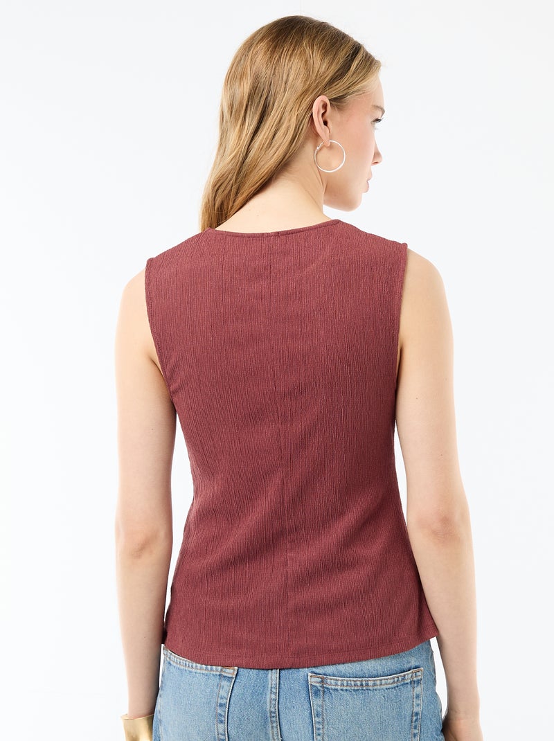 Débardeur avec ouverture par boutons dorés martelés Rouge - Kiabi