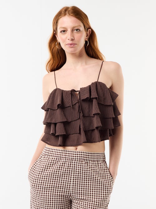 Débardeur avec volants et fines bretelles - Kiabi