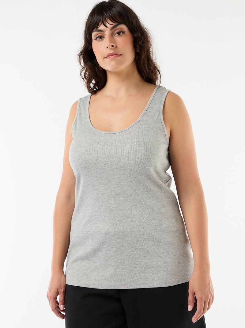 Débardeur basique côtelé Gris - Kiabi