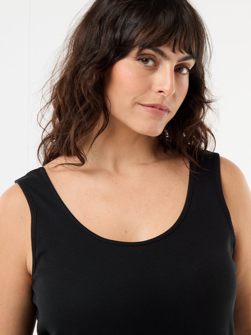Débardeur basique côtelé Noir - Kiabi