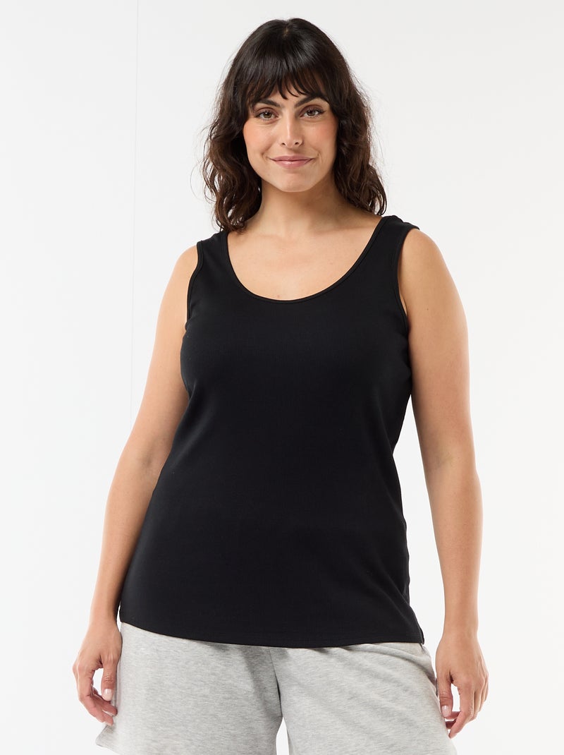 Débardeur basique côtelé Noir - Kiabi