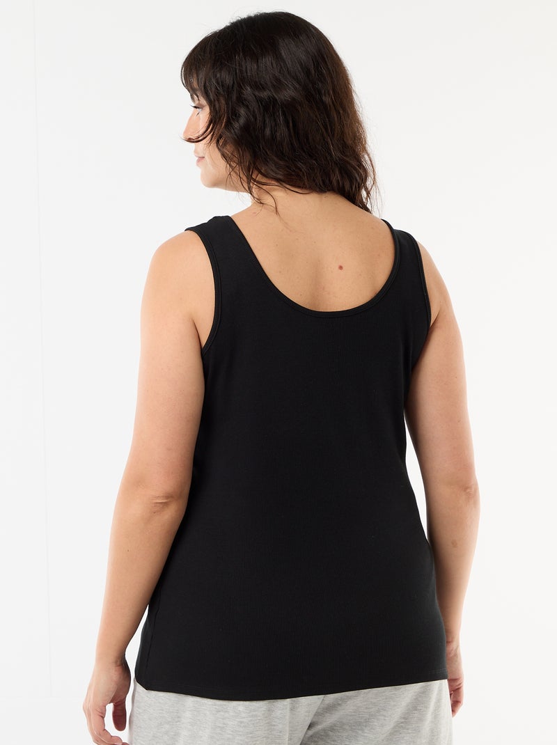 Débardeur basique côtelé Noir - Kiabi