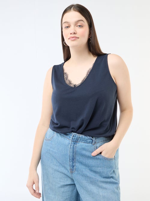 Débardeur col V avec dentelle - Kiabi