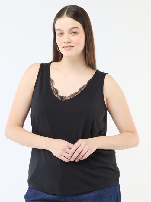 Débardeur col V avec dentelle - Kiabi