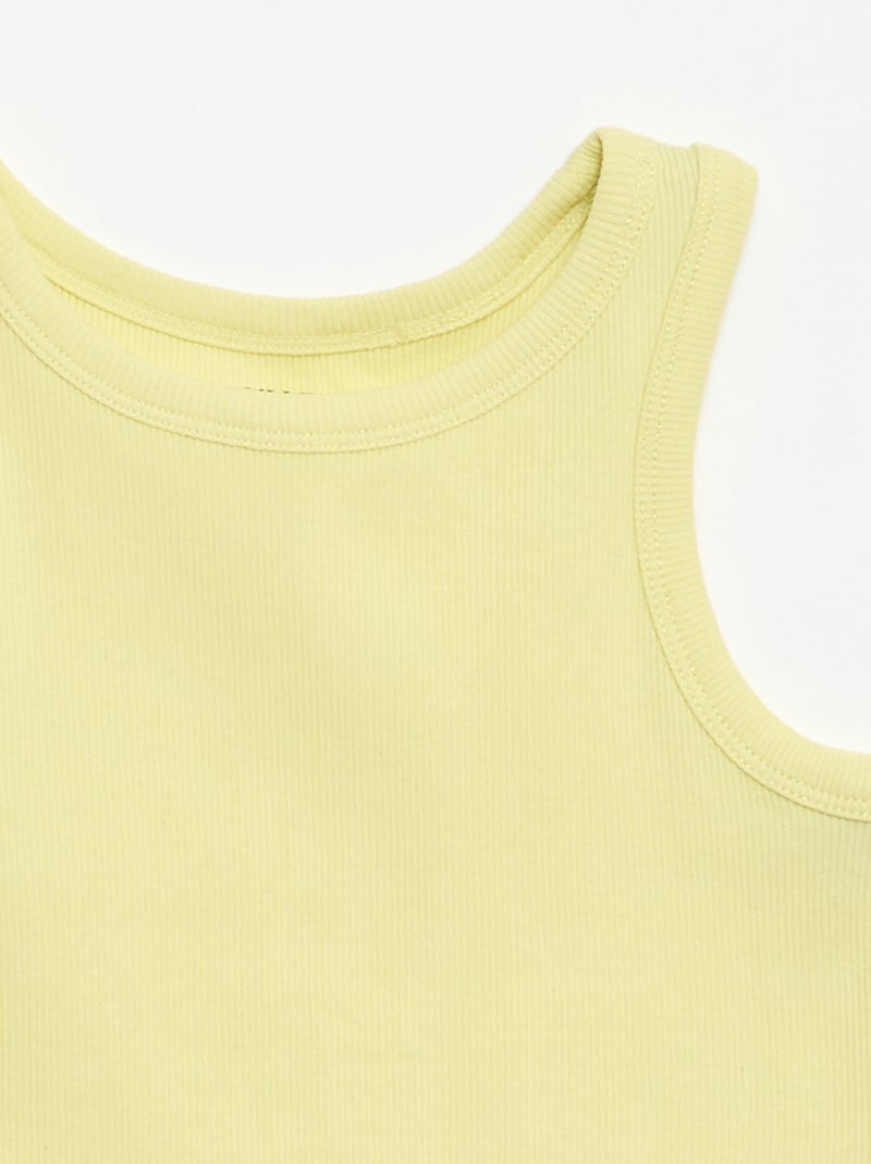 Débardeur côtelé à col rond Jaune - Kiabi