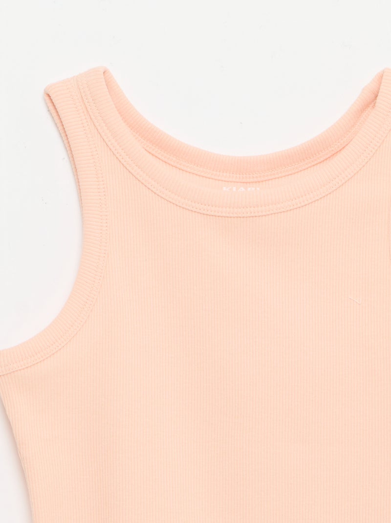 Débardeur côtelé à col rond Orange - Kiabi