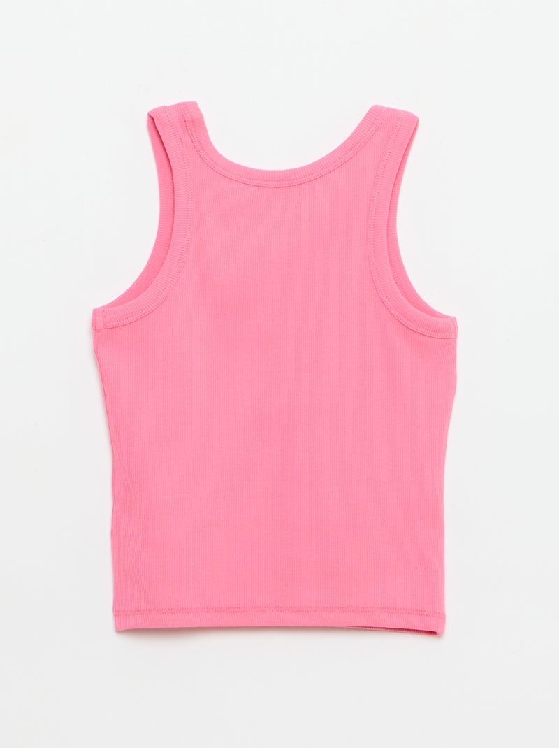 Débardeur côtelé à col rond Rose - Kiabi
