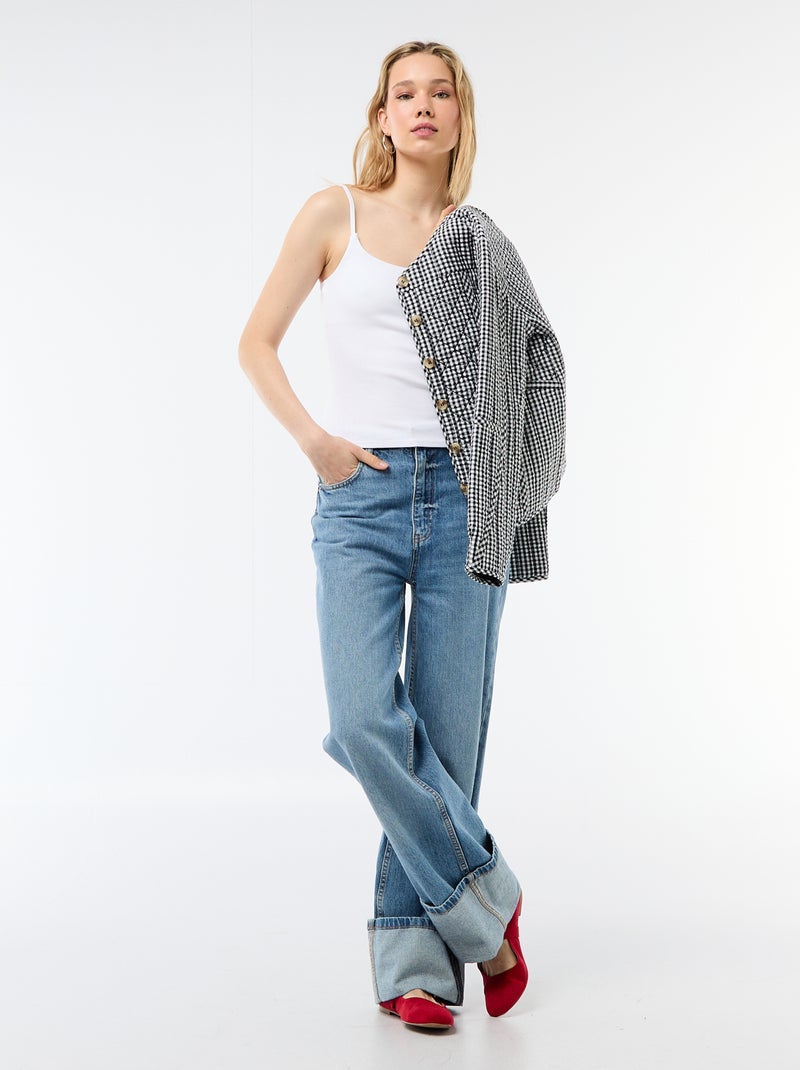 Débardeur côtelé à fines bretelles Blanc - Kiabi