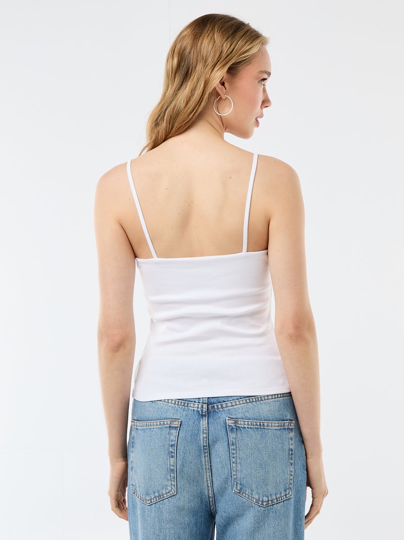 Débardeur côtelé à fines bretelles Blanc - Kiabi