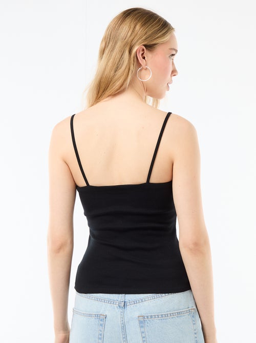 Débardeur côtelé à fines bretelles - Kiabi