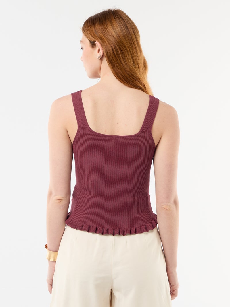 Débardeur côtelé avec ouverture boutonnée factice devant Rose - Kiabi