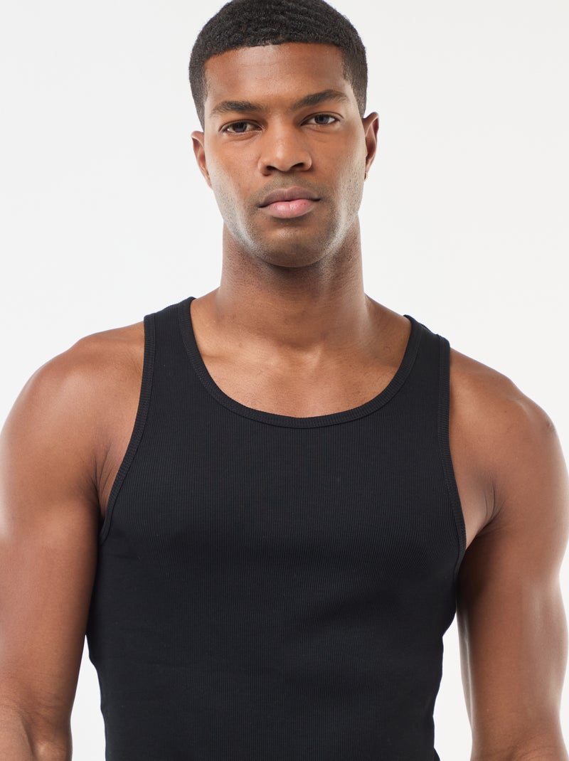 Débardeur côtelé Noir - Kiabi