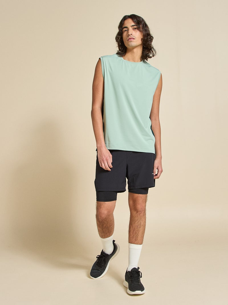 Débardeur de sport avec mesh sur côtés - (ekstract) Vert - Kiabi