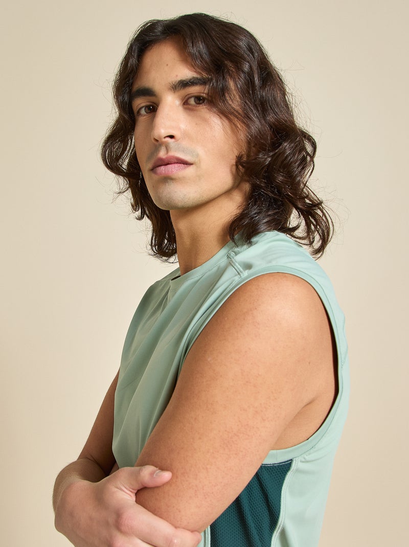 Débardeur de sport avec mesh sur côtés - (ekstract) Vert - Kiabi