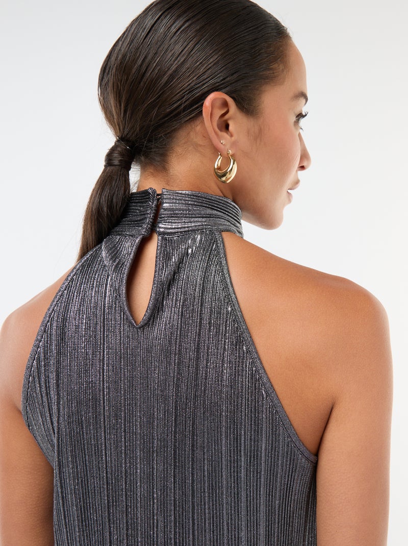 Débardeur emmanchures américaines en maille plissée Gris - Kiabi