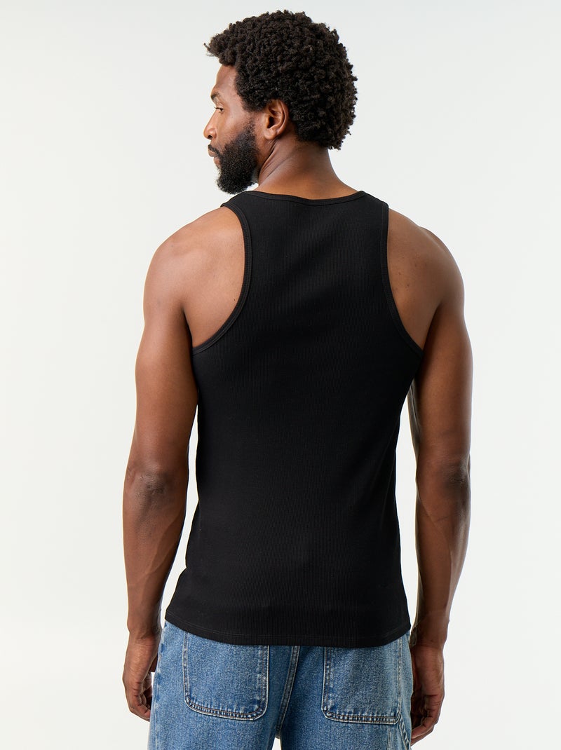 Débardeur en coton à col rond pour homme Noir - Kiabi