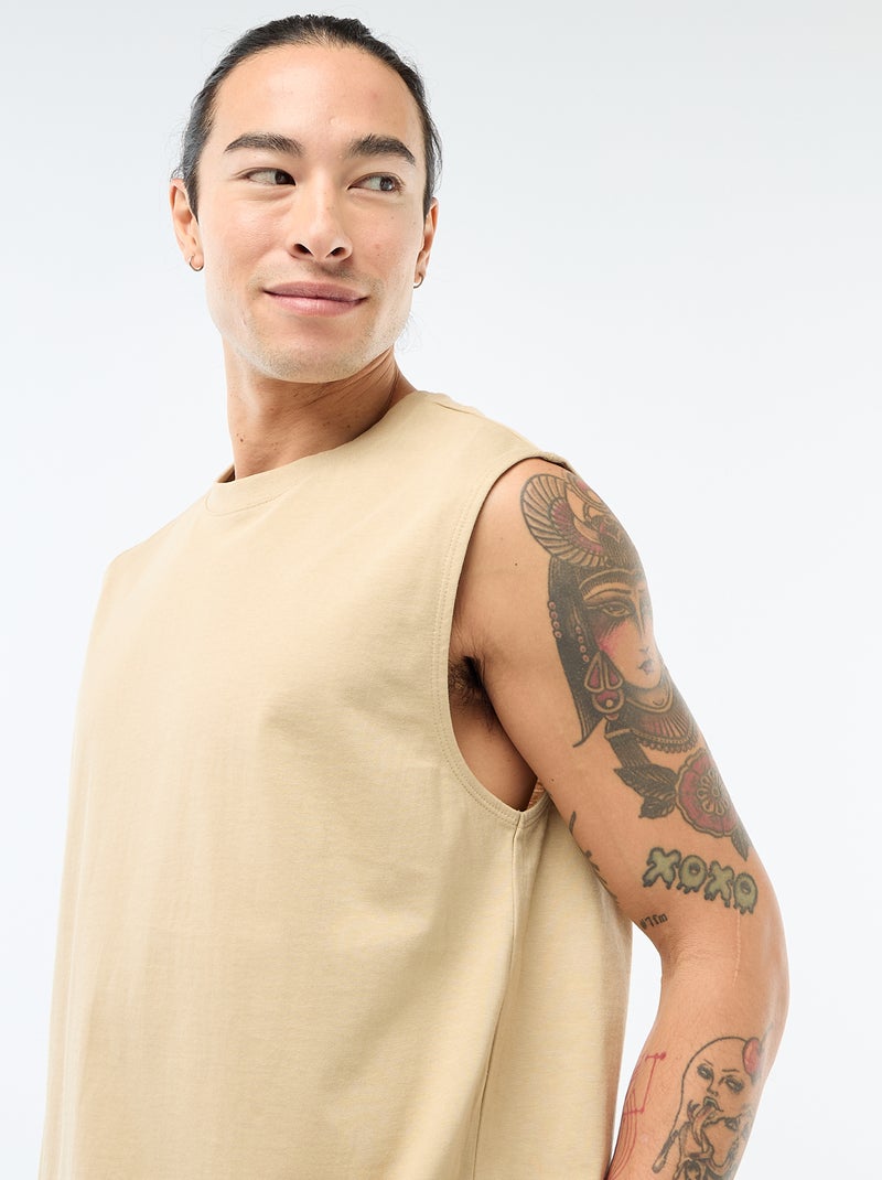 Débardeur en coton Beige - Kiabi