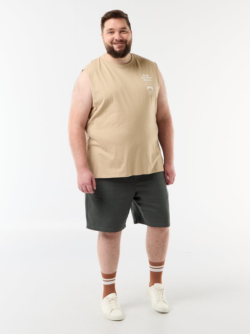 Débardeur en coton imprimé Beige - Kiabi