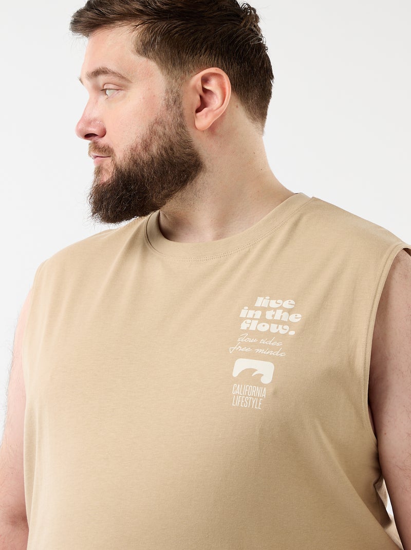 Débardeur en coton imprimé Beige - Kiabi