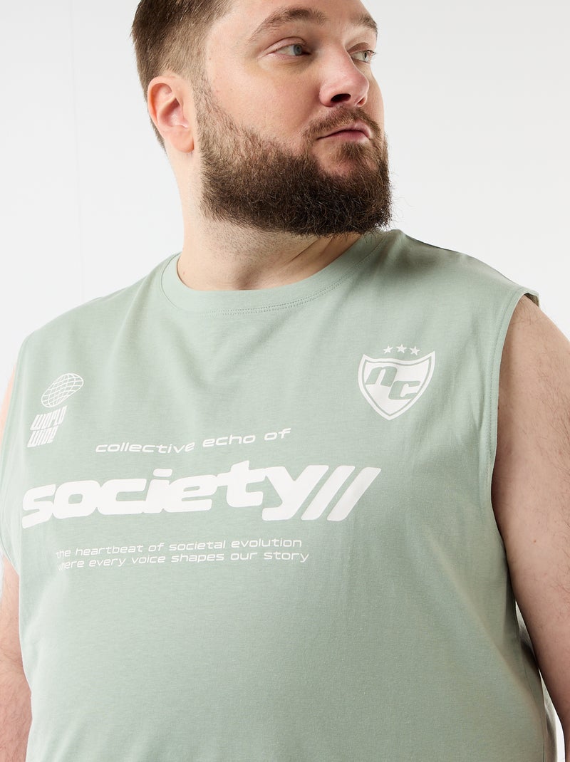 Débardeur en coton imprimé Vert - Kiabi