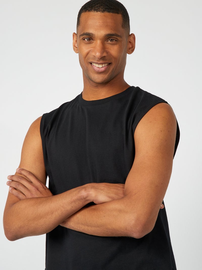 Débardeur en coton Noir - Kiabi