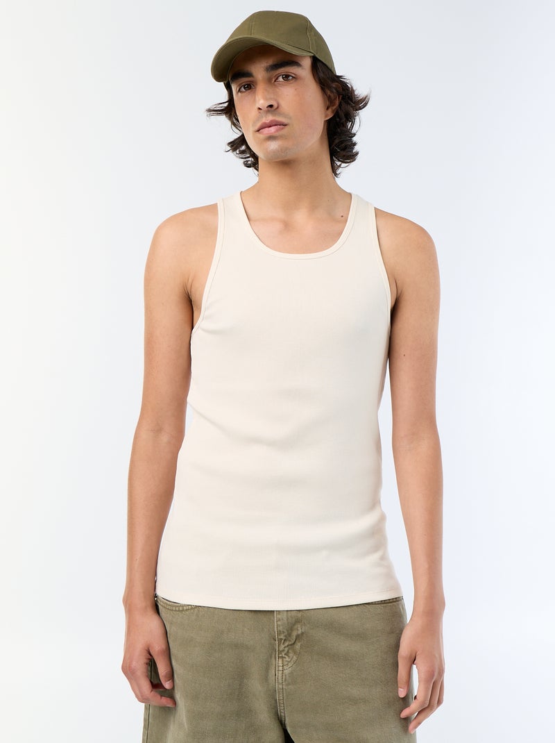 Débardeur en coton pour homme à col rond Blanc - Kiabi
