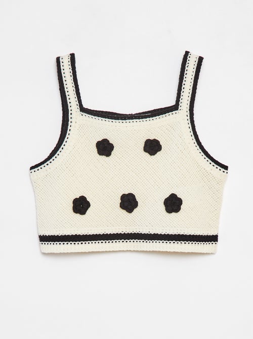 Débardeur en crochet avec fleurs - Kiabi