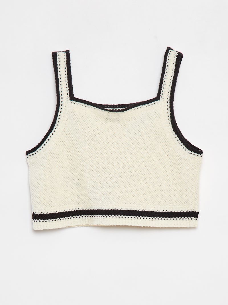 Débardeur en crochet avec fleurs BEIGE - Kiabi