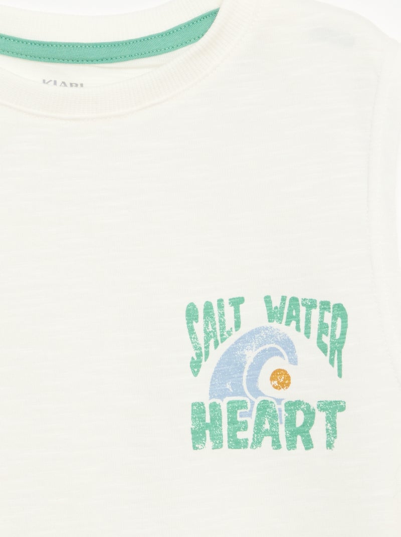 Débardeur en jersey de coton avec imprimé Blanc - Kiabi