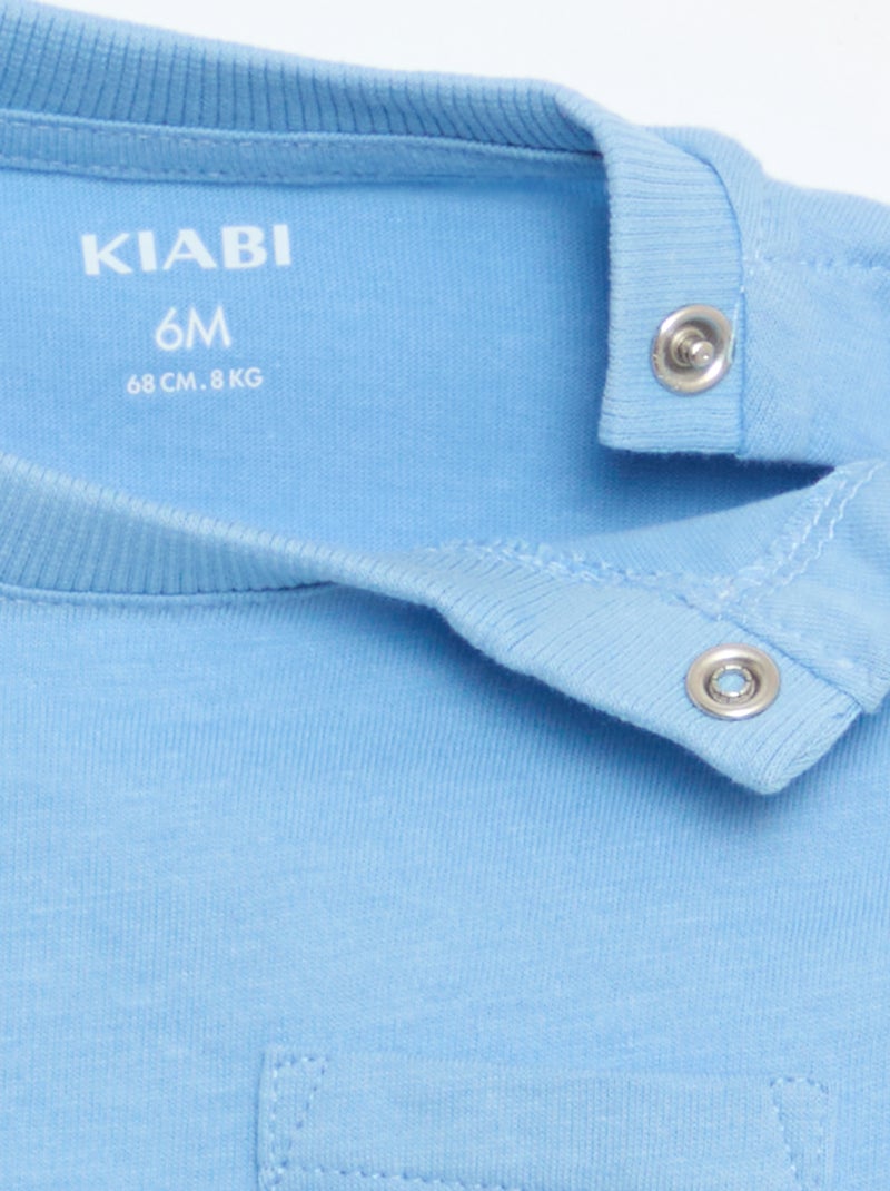 Débardeur en jersey de coton avec poche poitrine Bleu - Kiabi