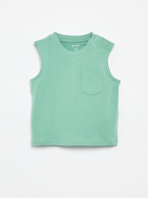 Débardeur en jersey de coton avec poche poitrine - Kiabi