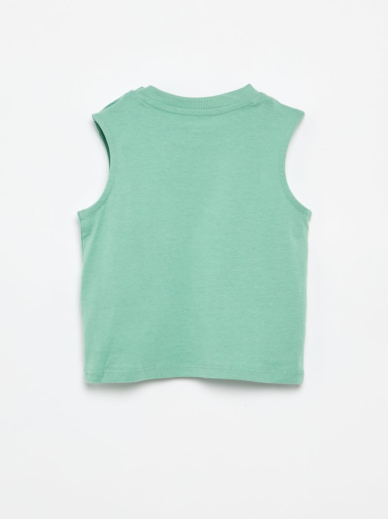 Débardeur en jersey de coton avec poche poitrine Vert - Kiabi