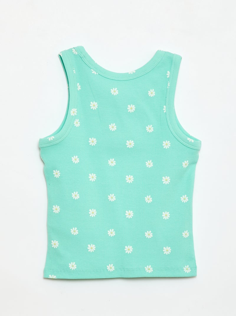 Débardeur en maille côtelée avec imprimé all over Vert - Kiabi