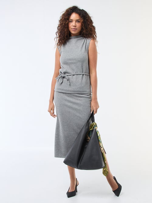 Débardeur en maille doudou avec col montant - Kiabi