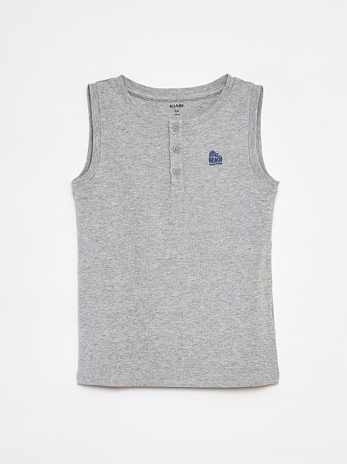 Débardeur en matière côtelée avec col boutonnée - Kiabi
