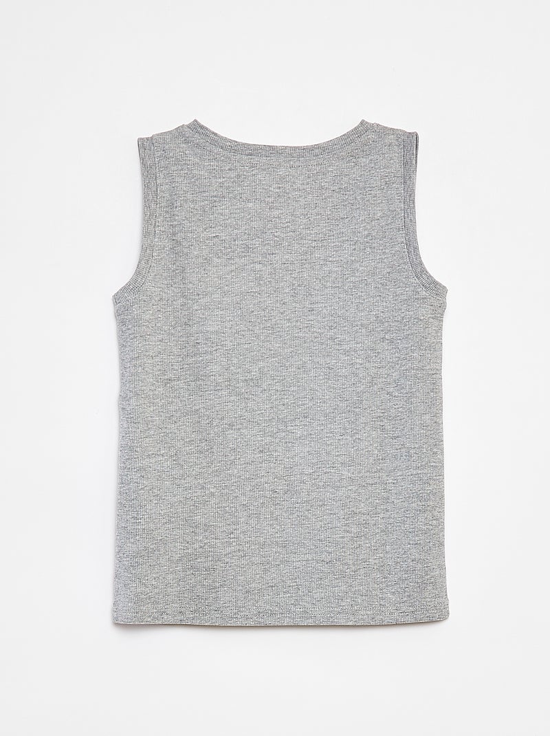 Débardeur en matière côtelée avec col boutonnée GRIS - Kiabi