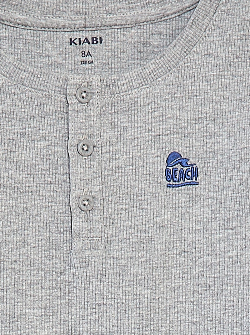 Débardeur en matière côtelée avec col boutonnée GRIS - Kiabi