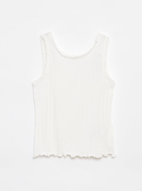 Débardeur en matière côtelée et dentelle - Kiabi