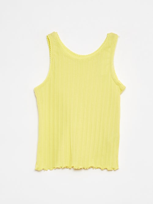 Débardeur en matière côtelée et dentelle - Kiabi