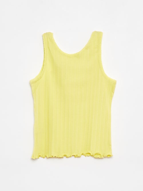 Débardeur en matière côtelée et dentelle - Kiabi