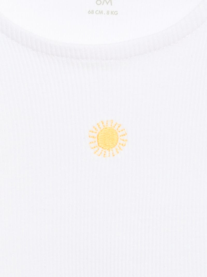 Débardeur en rib avec base ondulée Blanc - Kiabi