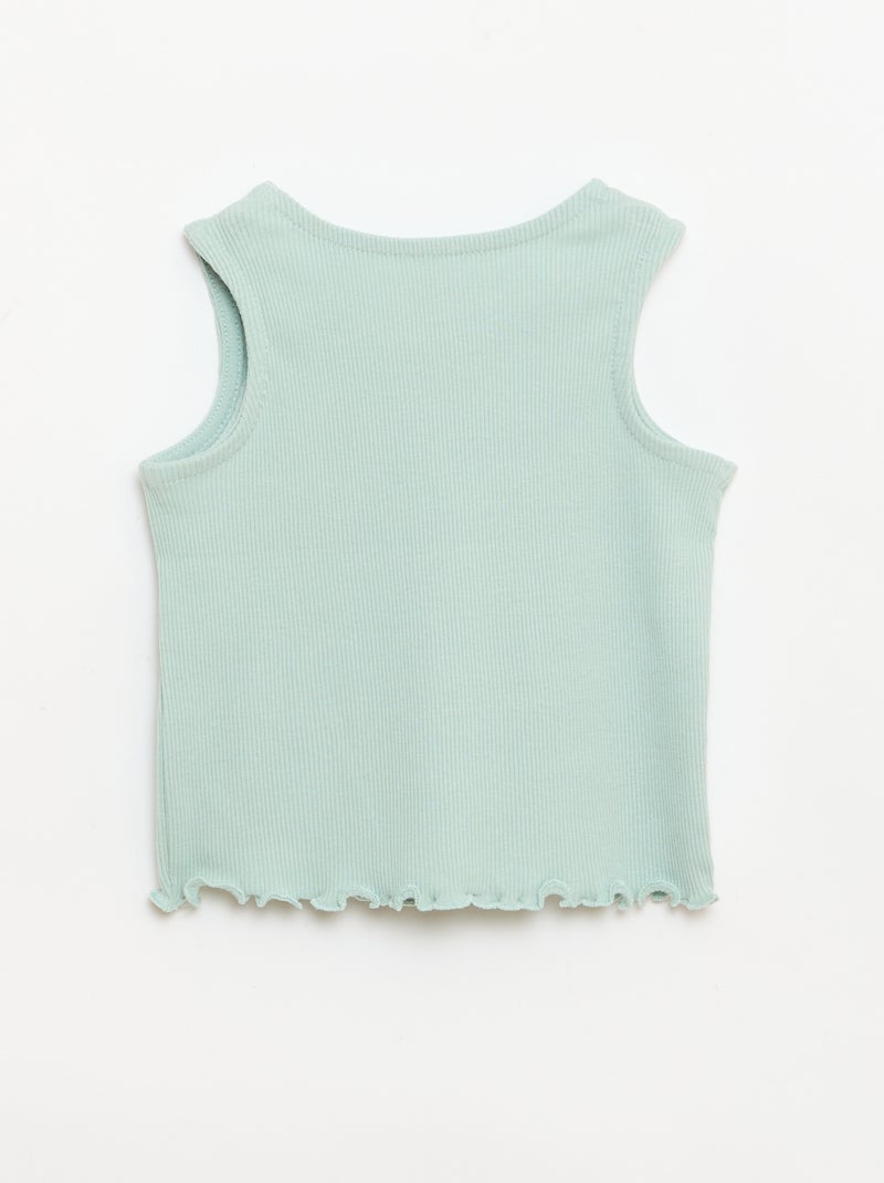 Débardeur en rib avec base ondulée Vert - Kiabi