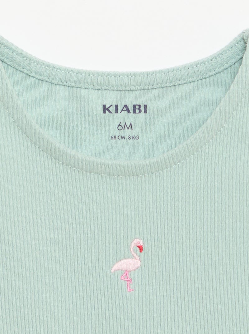 Débardeur en rib avec base ondulée Vert - Kiabi