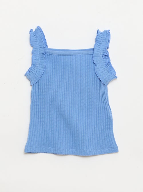 Débardeur en rib pointelle avec bretelles volantées - Kiabi