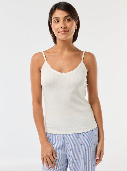 Débardeur fine bretelle réglable en coton uni - Kiabi