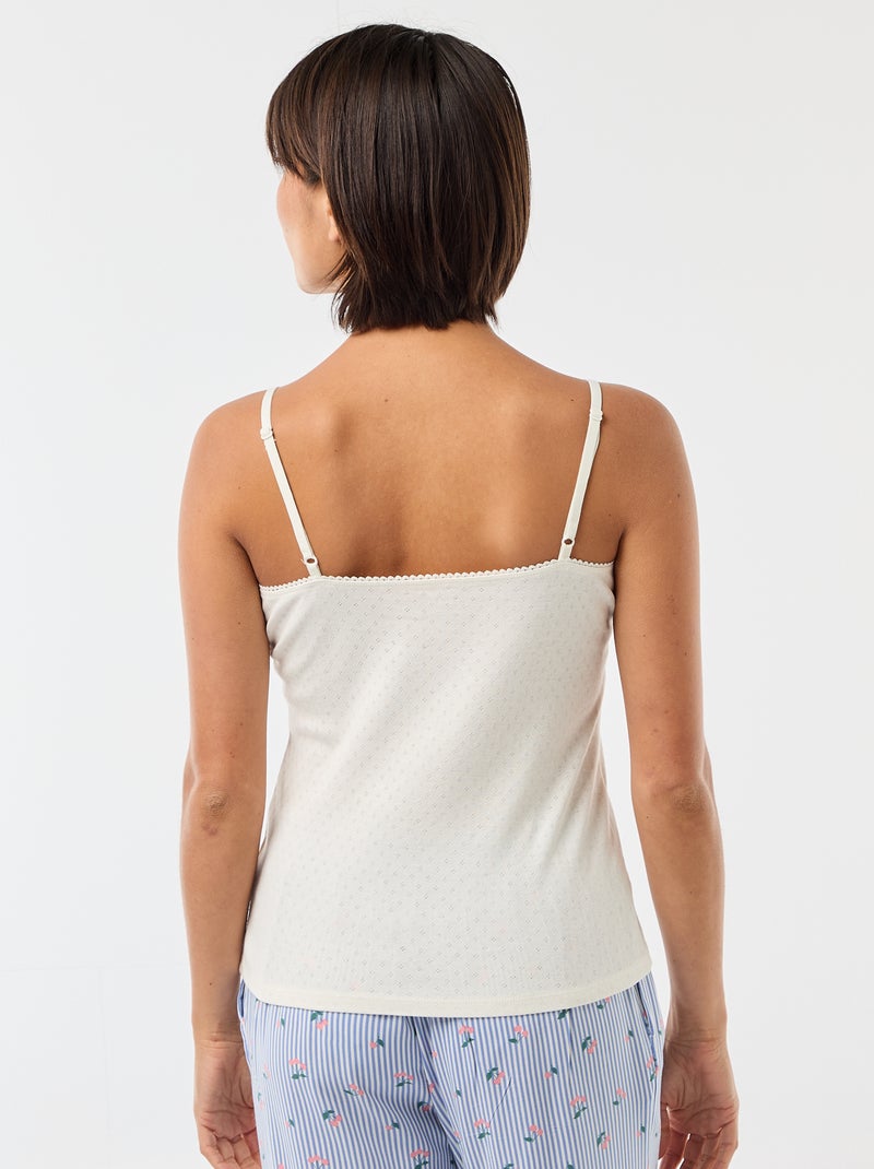 Débardeur fine bretelle réglable en coton uni Blanc - Kiabi