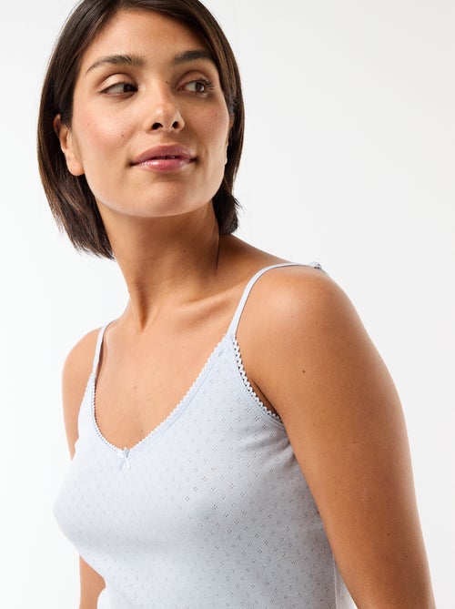 Débardeur fine bretelle réglable en coton uni - Kiabi