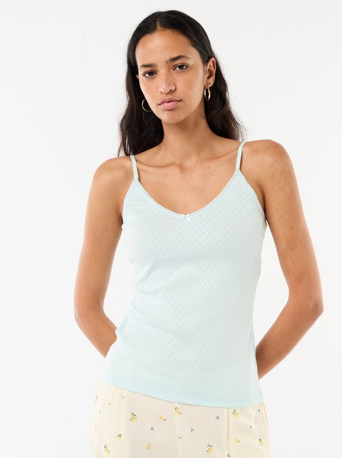 Débardeur fine bretelle réglable en coton uni - Kiabi