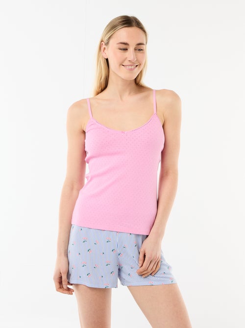 Débardeur fine bretelle réglable en coton uni - Kiabi