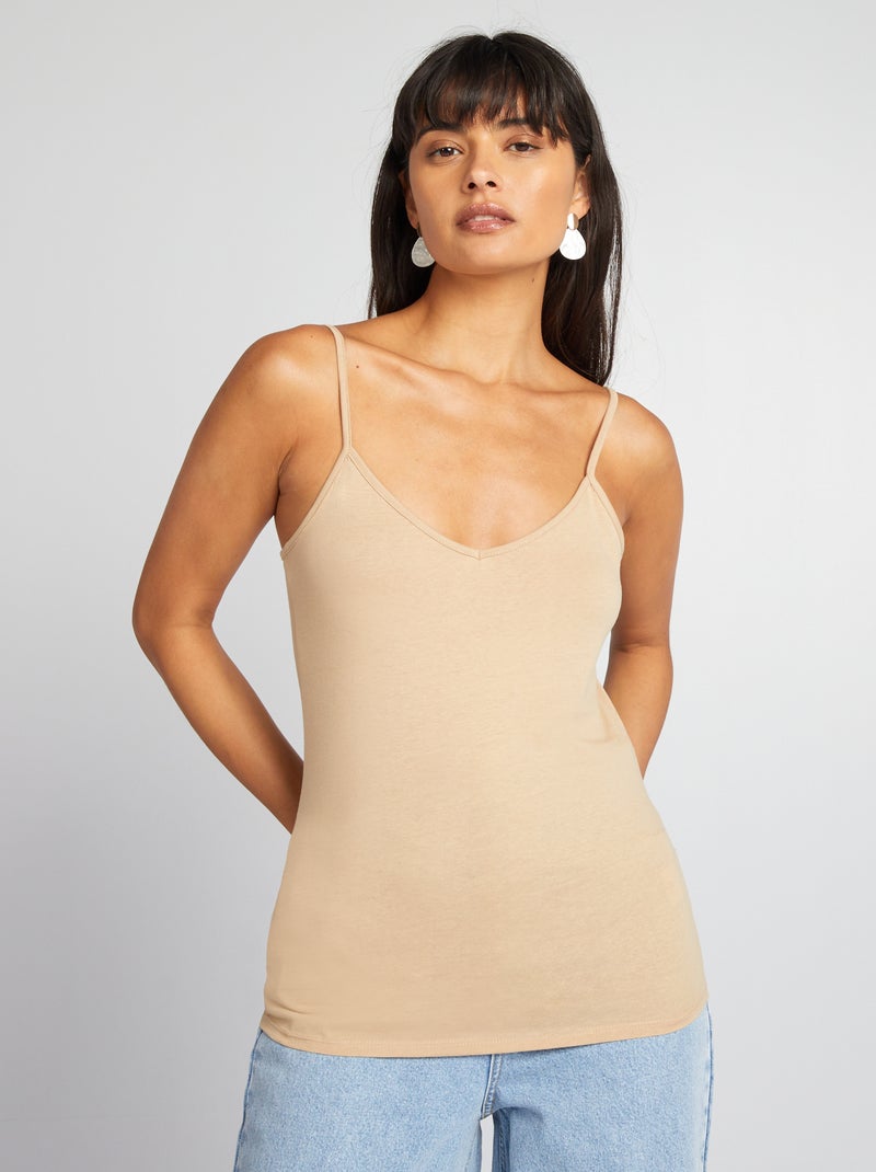 Débardeur fines bretelles Beige - Kiabi